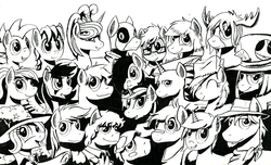 Size: 900x546 | Tagged: safe, artist:darkhestur, oc, oc only, pony, monochrome