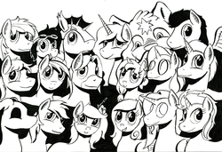 Size: 833x569 | Tagged: safe, artist:darkhestur, oc, oc only, pony, monochrome, traditional art