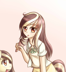 Size: 2930x3207 | Tagged: safe, artist:dyoung, oc, oc only, oc:vanilla, human, cute, high res, human ponidox, humanized, ice cream, pixiv, solo, tailed humanization