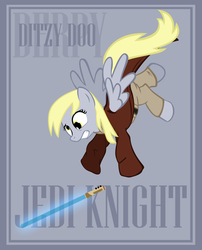 Size: 2008x2480 | Tagged: safe, artist:bouxn, derpy hooves, pegasus, pony, g4, female, high res, jedi, mare, solo, star wars