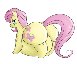 Size: 1024x853 | Tagged: dead source, safe, artist:irateliterate, fluttershy, g4, butt, fat, fattershy, female, flutterbutt, looking at you, looking back, morbidly obese, obese, plot, solo, wide hips