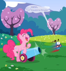 Size: 2100x2250 | Tagged: safe, artist:gloomygoomba, pinkie pie, earth pony, goomba, pony, g4, equestria forums, gloomba, high res, party cannon, random, super mario