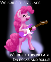 Size: 750x900 | Tagged: safe, artist:arrkhal, pinkie pie, earth pony, pony, g4, electric guitar, female, guitar, musical instrument, solo, starship (band), we built this city