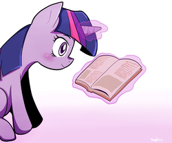 Size: 900x750 | Tagged: safe, artist:makita, twilight sparkle, g4, book, female, gradient background, pixiv, reading, solo