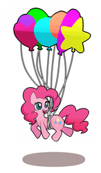 Size: 700x1200 | Tagged: safe, artist:makita, pinkie pie, g4, balloon, female, pixiv, solo, then watch her balloons lift her up to the sky
