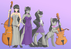 Size: 2903x2001 | Tagged: safe, artist:jonfawkes, octavia melody, human, anthro, semi-anthro, g4, anthro chart, cello, clothes, high res, humanized, musical instrument, pantyhose