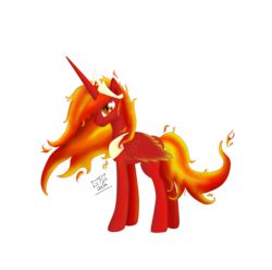 Size: 1498x1486 | Tagged: safe, artist:goforgold, nightmare star, princess celestia, alicorn, pony, g4, female, fire, solo, standing