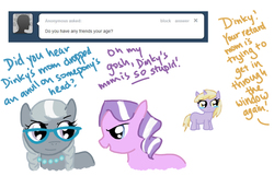 Size: 896x617 | Tagged: safe, diamond tiara, dinky hooves, silver spoon, ask dinkydoo, g4, ask, tumblr