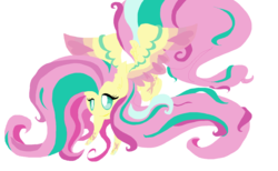 Size: 1760x1084 | Tagged: safe, artist:angelstar000, fluttershy, g4, female, rainbow power, solo