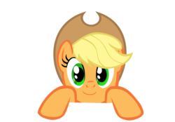 Size: 2200x1529 | Tagged: safe, artist:kuren247, applejack, g4, female, looking at you, peeking, simple background, solo, transparent background, vector