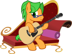 Size: 9192x6895 | Tagged: safe, artist:shadyhorseman, oc, oc only, oc:paper, earth pony, pony, absurd resolution, guitar, simple background, solo, transparent background, vector