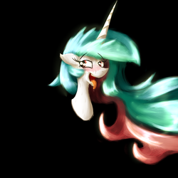 Size: 1000x1000 | Tagged: safe, artist:crestfallencelestia, princess celestia, g4, female, open mouth, solo, tongue out