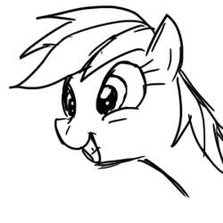 Size: 300x300 | Tagged: safe, artist:zira22_don, rainbow dash, g4, female, monochrome, pixiv, solo