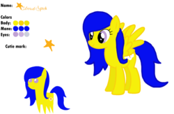 Size: 1024x667 | Tagged: safe, artist:offical-lunaflaire, oc, oc only, oc:cloud spark, pegasus, pony, reference sheet, review