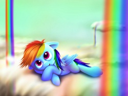 Size: 2048x1536 | Tagged: safe, artist:solar-speed, rainbow dash, g4, cloud, cloudy, female, filly, filly rainbow dash, solo, younger