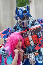 Size: 639x960 | Tagged: safe, pinkie pie, human, g4, cosplay, irl, irl human, irrational exuberance, optimus prime, photo, transformers