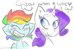 Size: 1280x843 | Tagged: safe, artist:heeeeresizzy, rainbow dash, rarity, g4, female, lesbian, ship:raridash, shipping