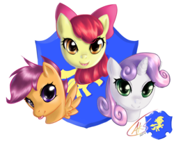 Size: 1600x1300 | Tagged: safe, artist:yukimujaki68, apple bloom, scootaloo, sweetie belle, g4, :p, cutie mark crusaders