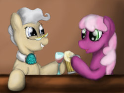 Size: 1024x768 | Tagged: safe, artist:crimson-shield, cheerilee, mayor mare, g4, alcohol, cider, duo, wine