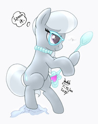 Size: 950x1200 | Tagged: safe, artist:joakaha, silver spoon, g4, female, simple background, solo, spoon