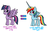 Size: 954x592 | Tagged: dead source, safe, artist:roseywingedcat, rainbow dash, twilight sparkle, alicorn, pony, g4, alicornified, duo, overthinking in the comments, race swap, rainbowcorn, twilight sparkle (alicorn)