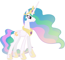 Size: 4000x3657 | Tagged: safe, artist:azure-vortex, princess celestia, alicorn, pony, g4, female, frown, hair over one eye, hoof shoes, mare, simple background, solo, standing, transparent background, vector