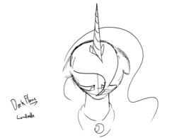 Size: 1280x996 | Tagged: safe, artist:darkflame75, princess luna, lunadoodle, g4, female, monochrome, sketch, solo