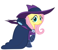 Size: 3529x3000 | Tagged: safe, artist:azure-vortex, fluttershy, mare do well, pegasus, pony, g4, cape, clothes, costume, female, hat, high res, looking at you, mare, raised hoof, simple background, smiling, solo, transparent background, unmasked, vector