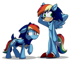 Size: 1500x1304 | Tagged: safe, artist:fj-c, rainbow dash, g4, clothes, cosplay, costume, crossover, male, simple background, sonic the hedgehog, sonic the hedgehog (series), transparent background
