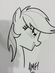 Size: 768x1024 | Tagged: safe, artist:tony fleecs, rainbow dash, g4, female, monochrome, solo, traditional art