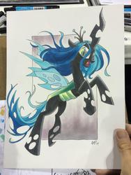 Size: 768x1024 | Tagged: safe, artist:tony fleecs, queen chrysalis, g4, female, solo, traditional art