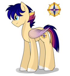 Size: 622x666 | Tagged: safe, artist:hikariviny, oc, oc only, oc:starry gleam, pegasus, pony, cutie mark, offspring, older, parent:flash sentry, parent:twilight sparkle, parents:flashlight, smiling, solo, son