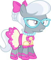 Size: 4802x5602 | Tagged: safe, artist:chainchomp2, silver spoon, earth pony, pony, flight to the finish, g4, absurd resolution, alternate hairstyle, angry, bow, clothes, cute, dress, female, filly, frown, glare, glasses, gritted teeth, shoes, simple background, solo, transparent background, vector