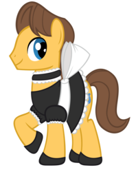 Size: 5000x6300 | Tagged: safe, artist:sofunnyguy, caramel, g4, absurd resolution, clothes, collar, crossdressing, cute, maid, shoes, simple background, solo, transparent background, vector