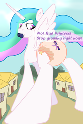 Size: 2000x3000 | Tagged: safe, artist:stargrazer, princess celestia, twilight sparkle, alicorn, pony, g4, diaper, diaper fetish, diapered, female, giant pony, growth, high res, macro, mare, non-baby in diaper, pacifier, poofy diaper, princess, twilight sparkle (alicorn)