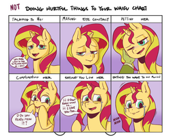 Size: 3052x2480 | Tagged: safe, artist:raph13th, sunset shimmer, oc, oc:anon, human, pony, unicorn, g4, bedroom eyes, blushing, crying, cute, doing loving things, hand, high res, looking at you, meme, open mouth, petting, shimmerbetes, smiling, solo, wavy mouth, wink