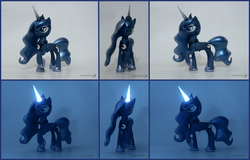 Size: 1024x655 | Tagged: safe, artist:groovebird, princess luna, alicorn, pony, g4, craft, glowing, glowing horn, horn, irl, led, sculpture, solo