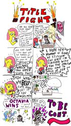 Size: 1175x2082 | Tagged: safe, artist:alliterativeaxolotl, fluttershy, octavia melody, seabreeze, breezie, g4, comic, female, male, wrestling