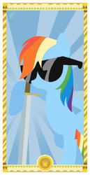 Size: 400x775 | Tagged: safe, artist:janeesper, rainbow dash, g4, female, glasses, queen of spades, queen of swords, solo, sunglasses, sword, tarot card