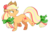 Size: 340x220 | Tagged: safe, artist:milkii-ways, applejack, earth pony, pony, g4, apple, applejack's hat, bow, cowboy hat, cutie mark, female, food, hair bow, hat, looking back, rainbow power, simple background, smiling, solo, tail bow, transparent background, walking