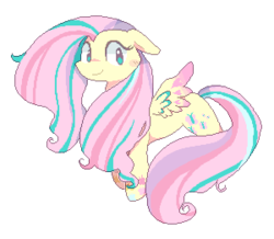 Size: 300x261 | Tagged: safe, artist:milkii-ways, fluttershy, pegasus, pony, g4, cutie mark, female, rainbow power, simple background, smiling, solo, spread wings, white background, wings