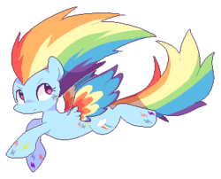 Size: 330x267 | Tagged: safe, artist:milkii-ways, rainbow dash, pegasus, pony, g4, cutie mark, female, flying, rainbow power, simple background, solo, spread wings, white background, wings