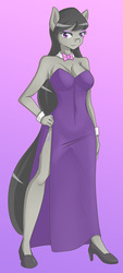 Size: 339x750 | Tagged: safe, artist:jonfawkes, octavia melody, anthro, g4, breasts, cleavage, clothes, dress, female, side slit, solo, strapless, strapless dress