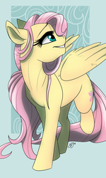 Size: 1000x1667 | Tagged: safe, artist:probablyfakeblonde, fluttershy, g4, female, raised leg, solo