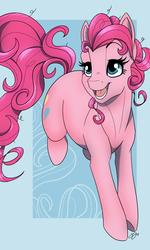 Size: 1000x1667 | Tagged: safe, artist:probablyfakeblonde, pinkie pie, g4, abstract background, female, open mouth, solo