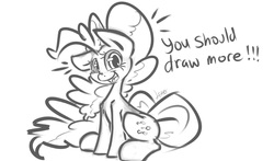 Size: 1138x669 | Tagged: safe, artist:leadhooves, pinkie pie, g4, female, monochrome, solo