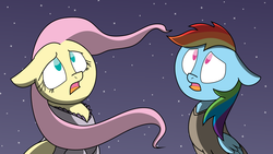 Size: 1920x1080 | Tagged: safe, artist:algonquinmaniac, artist:ink potts, fluttershy, rainbow dash, the count of monte rainbow, g4, edmond dantes, female, fluttercedes, i will be there, lesbian, mercedes, night, night sky, rainbow dantes, ship:flutterdash, shipping, shycedes, stars, the count of monte cristo