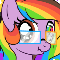 Size: 200x200 | Tagged: safe, artist:daydreamsyndrom, oc, oc only, oc:rainbow screen, animated, glasses, multicolored hair, rainbow hair, scrunchy face, solo, vibrating