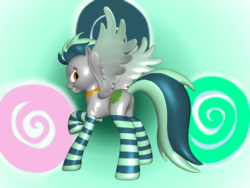 Size: 2000x1500 | Tagged: safe, artist:askqueenscarlett, oc, oc only, oc:mint, pegasus, pony, 3d, clothes, socks, solo, striped socks