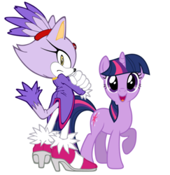 Size: 600x618 | Tagged: safe, artist:snicket324, twilight sparkle, pony, unicorn, g4, blaze the cat, crossover, duo, simple background, sonic the hedgehog (series), transparent background, unicorn twilight, vector